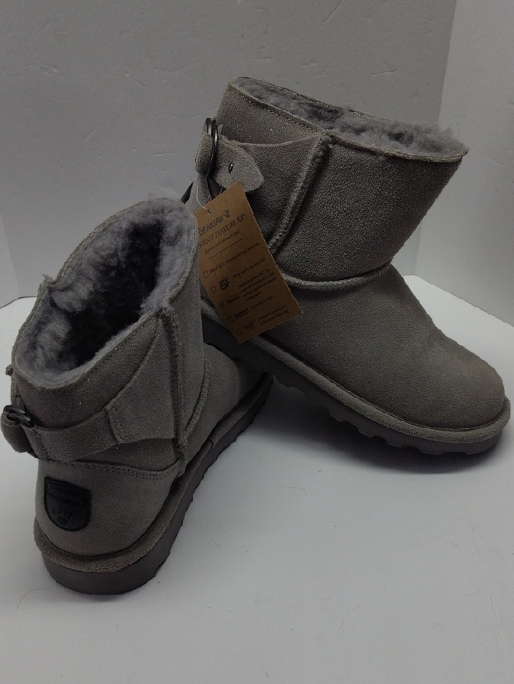 BearPaw Gray Suede W/Sparkle & Shearling Ankle Boots for Women